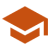 An orange graduation cap icon