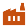 An orange factory icon