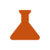 An orange Erlenmeyer flask icon